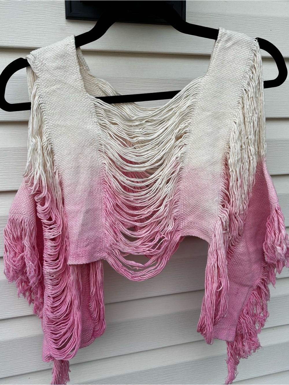 Fonte Tulum Ladies Ombre Fringe Open Knit Boho Top-One Size